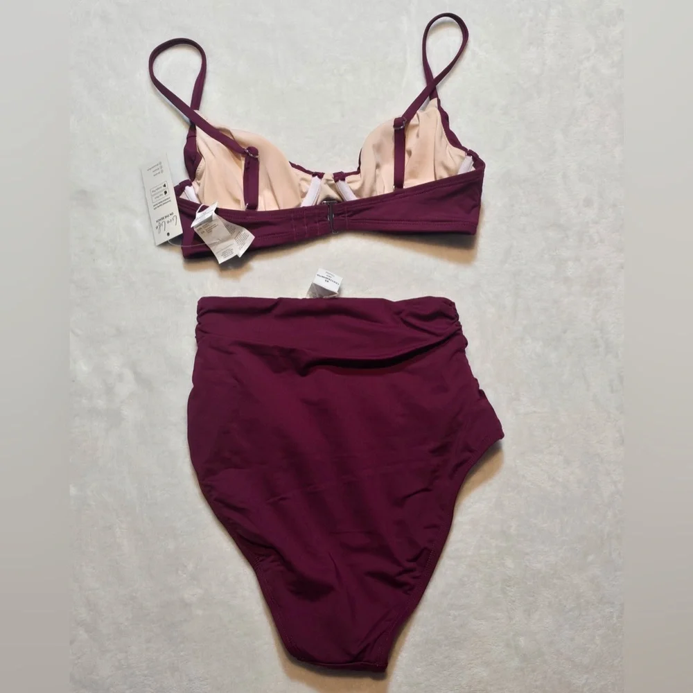 Cupshe Swim Plunging Bikini Top & High-Rise Sculpt Bottoms Set XS NWT